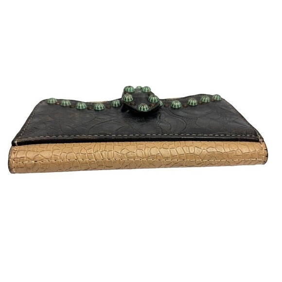 Double J Saddlery Wallet Vintage Rose Brown Tan Leather Mag Snap Closure READ - Picture 7 of 16